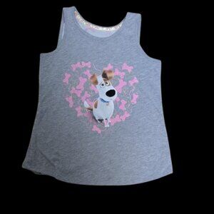 Secret Life of Pets Gray Kids Tank Top with Cartoon Dog Print